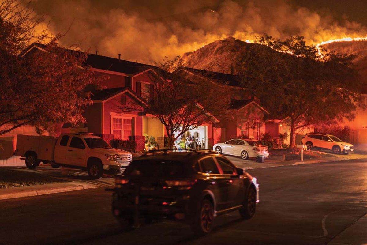 The Blue Ridge Fire on 27 October 2020 in the Chino Hills, Southern California, which forced tens of thousands of people to flee their homes Photo: David McNew/Getty Images


