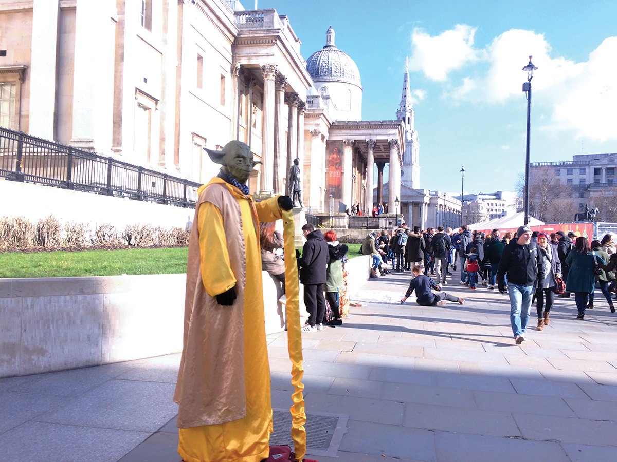 Visitors outside the National Gallery in Trafalgar Square Katherine Hardy