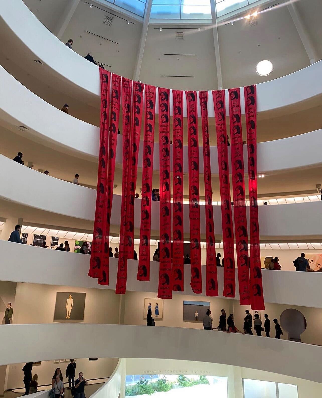 Protest for Mahsa Amini—who was killed by Iran’s morality police—staged at New York’s Guggenheim Museum