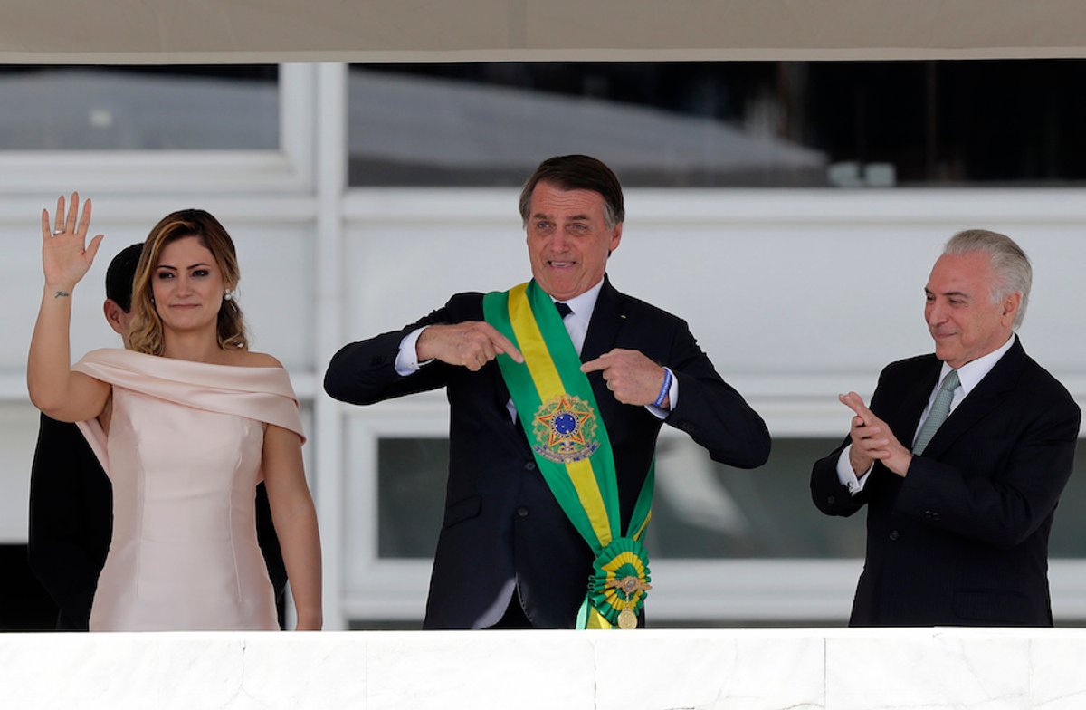 Jair Bolsonaro at his inauguration on 1 January 2019 AP Photo/Silvia Izquierdo