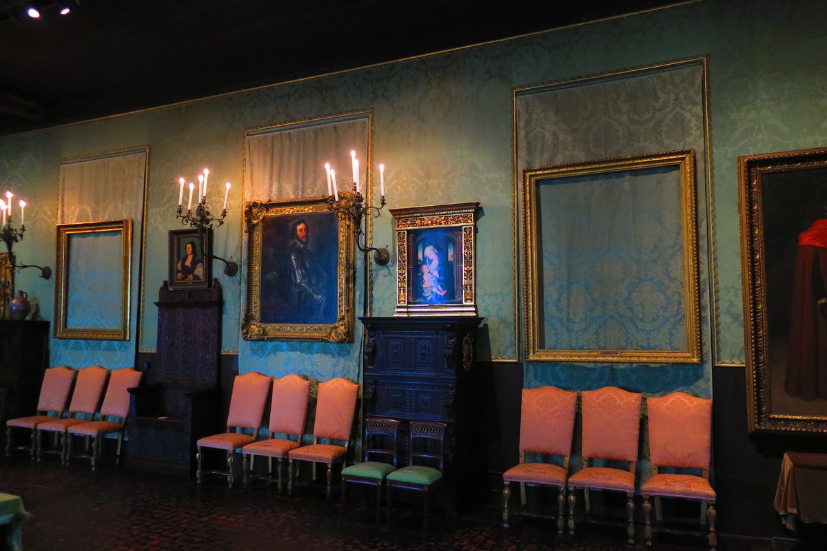 A gallery at the Isabella Stewart Gardner Museum featuring two frames left empty since the 1990 heist of 13 works from the museum Photo by Chris Dignes, via Flickr