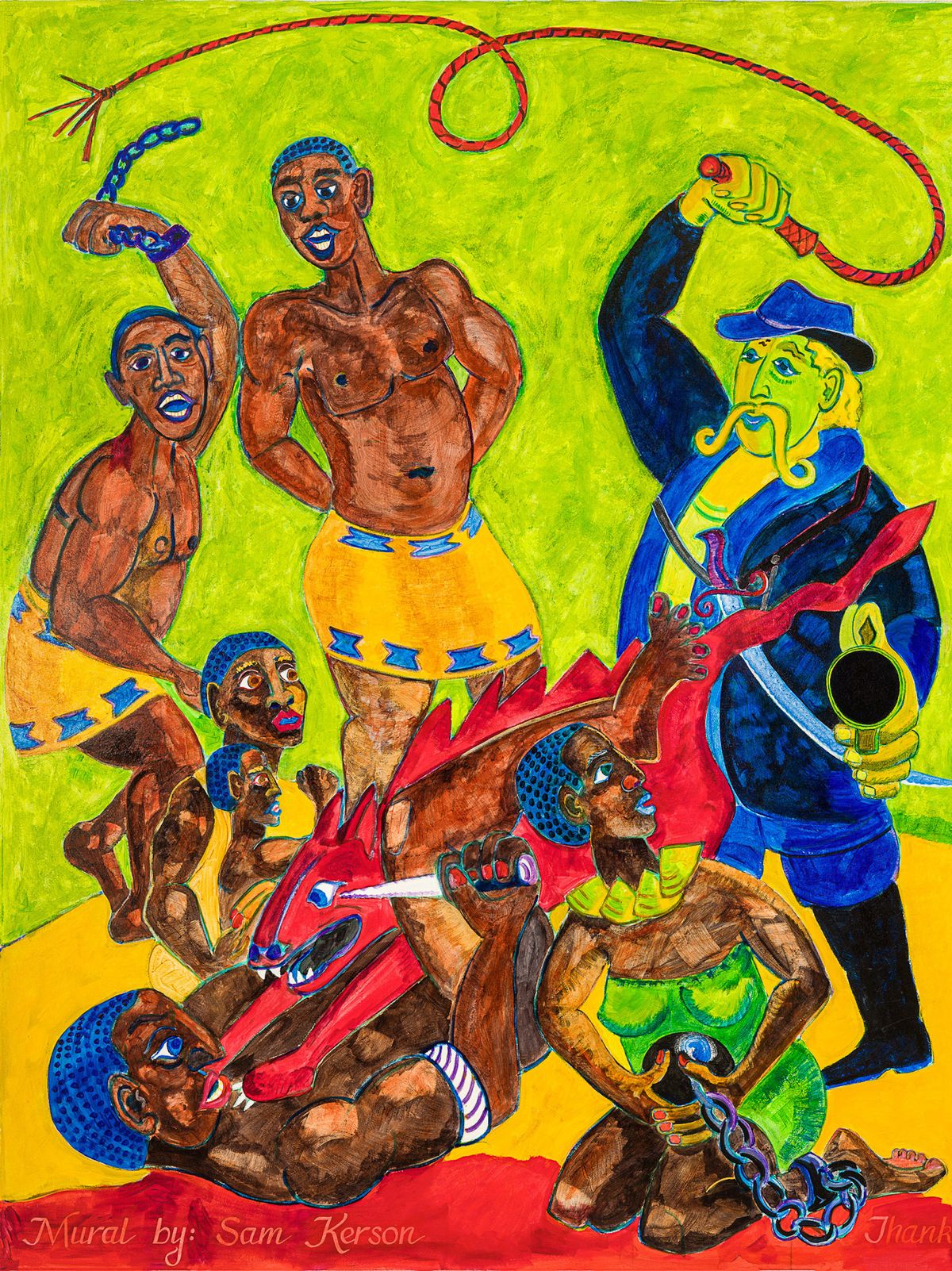 "Captured in Africa," the first image in the "Slavery" panel of Sam Kerson's The Underground Railroad, Vermont and the Fugitive Slave (1993) at Vermont Law School Photo: Courtesy Sam Kerson