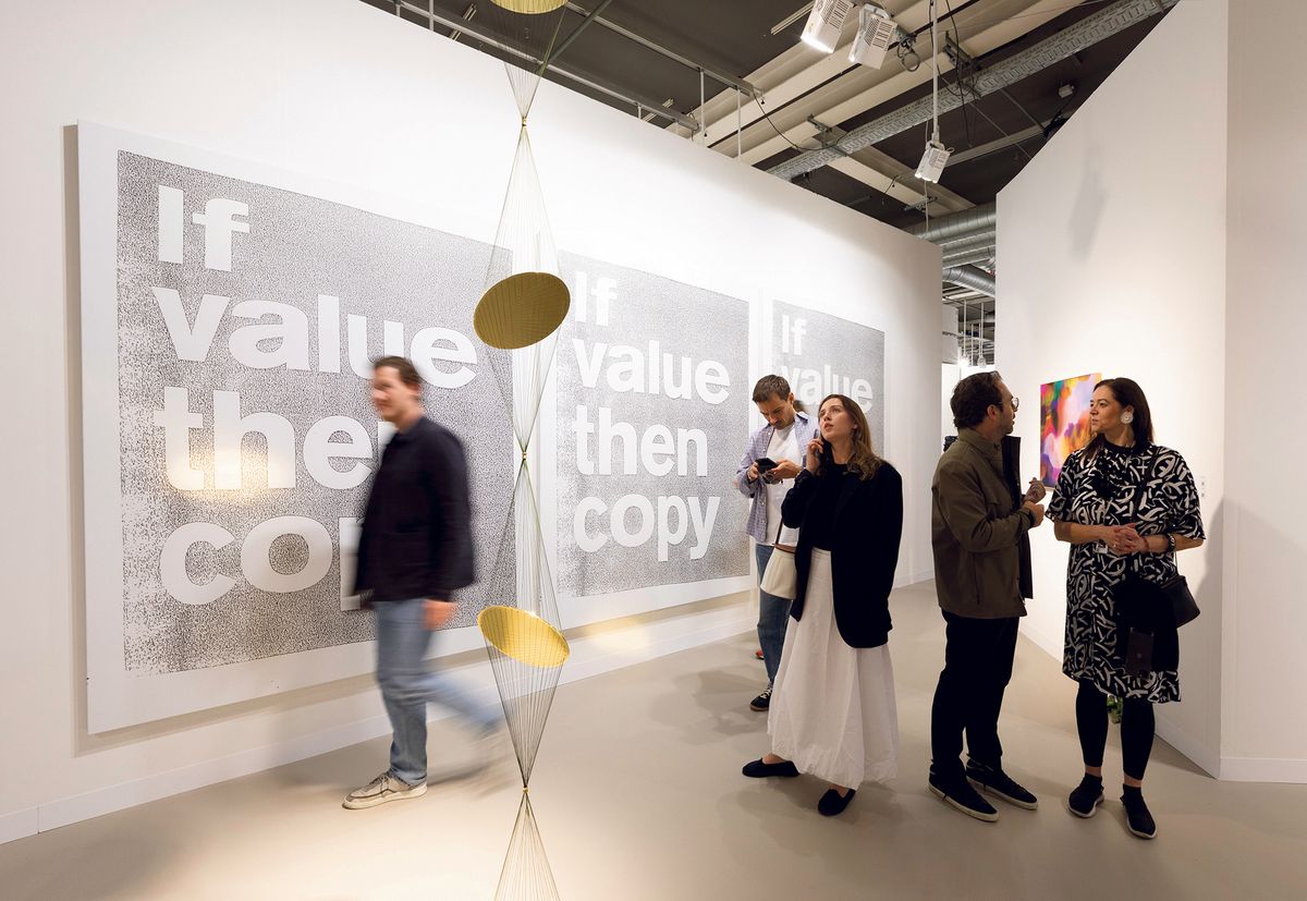 Wise words: If Value Then Copy (2019) by the Danish artist collective SUPERFLEX on sale at the stand of Mexico City gallery OMR David Owens