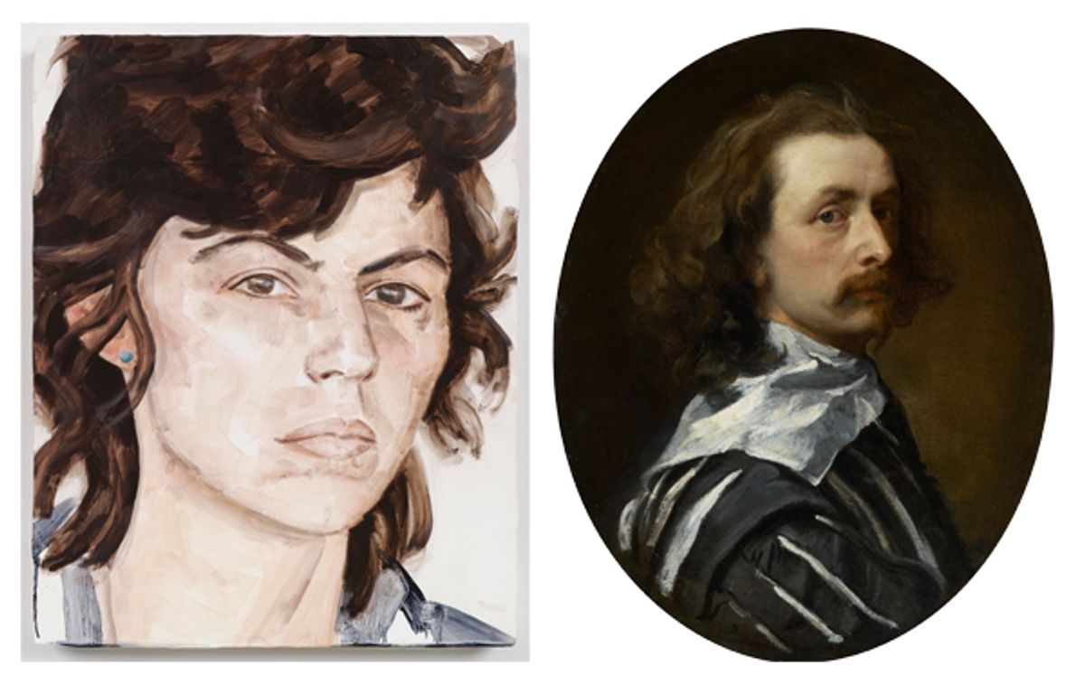 Left: Elizabeth Peyton, ISA GENZKEN, 1980 (2010). Right: Anthony van Dyck, Sir Anthony van Dyck (around 1640) © National Portrait Gallery, London