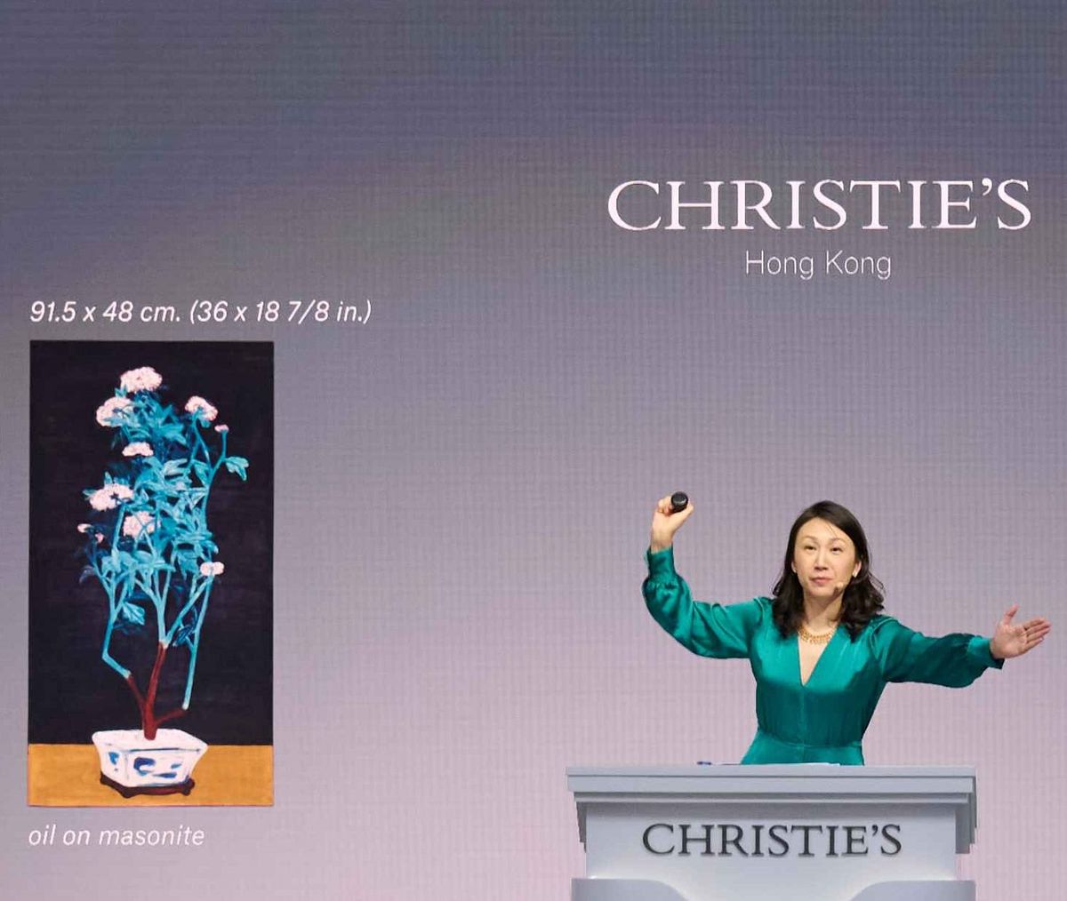 Elaine Kwok on the rostrum in Hong Kong in May Courtesy of Christie's