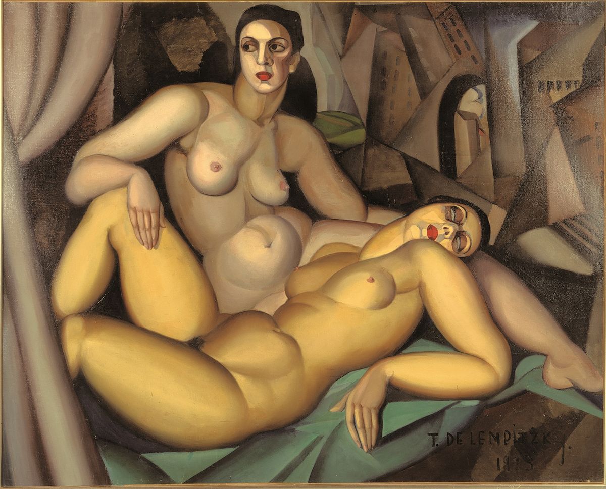 Tamara de Lempicka's Les  deux  amies (1923), which is in Modern Couples at the Barbican Association des Amis du Petit Palais, Geneve