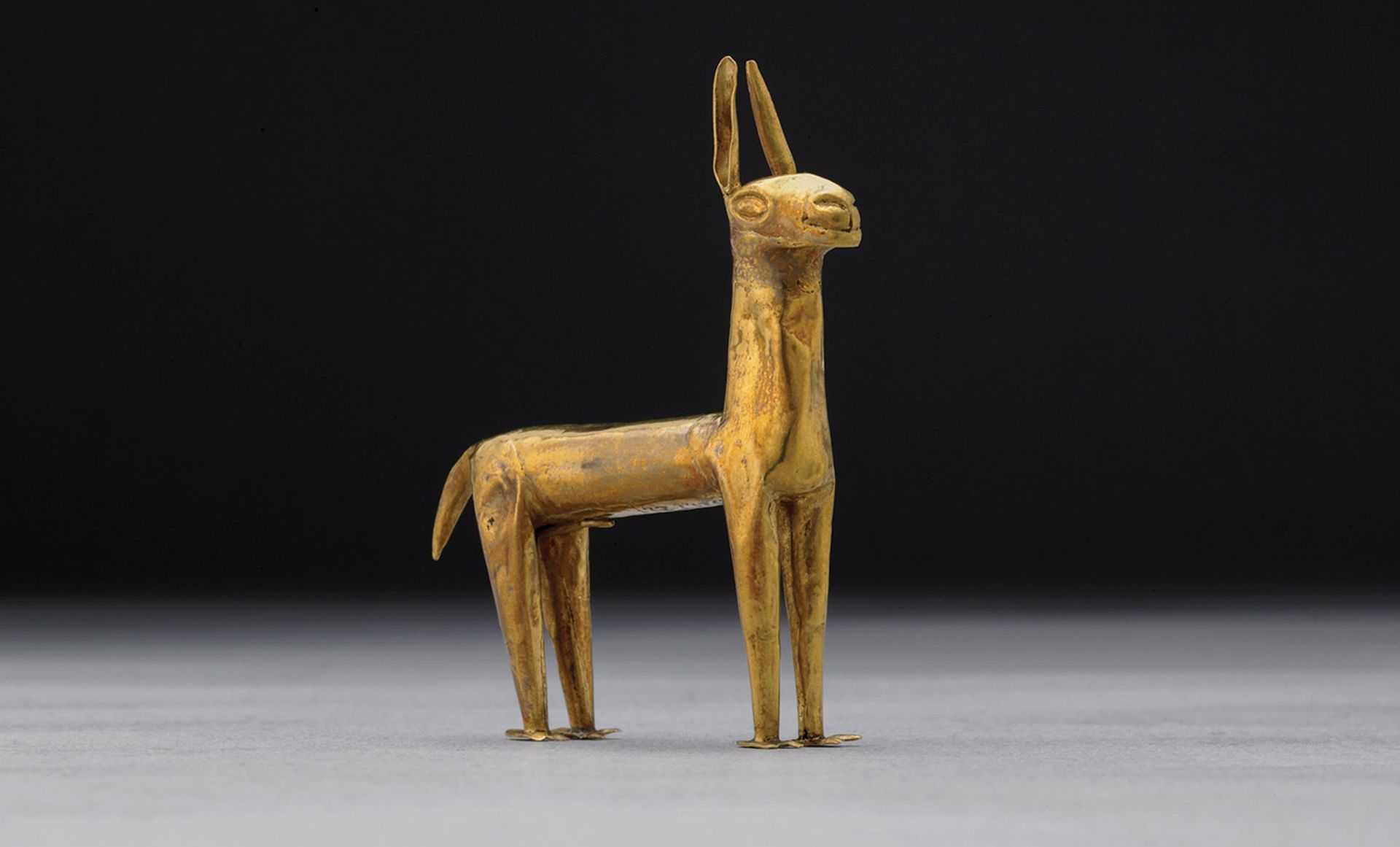 A miniature gold figure of a llama (around 1400-1532) is believed to be a ritual offering © 2021 The Trustees of the British Museum