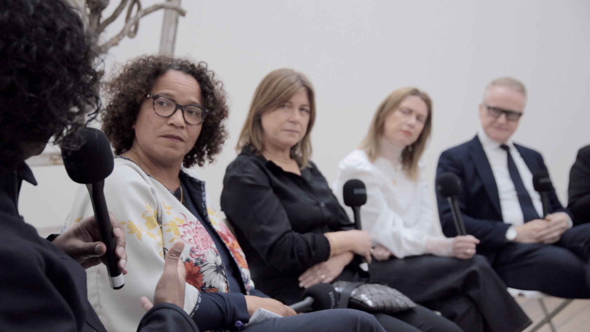 The panel at the The Art Newspaper's talk for London Gallery Weekend 2022. From left: Niru Ratnam, Jane Wilson, Louise Wilson and David Roberts Photo: David Clack