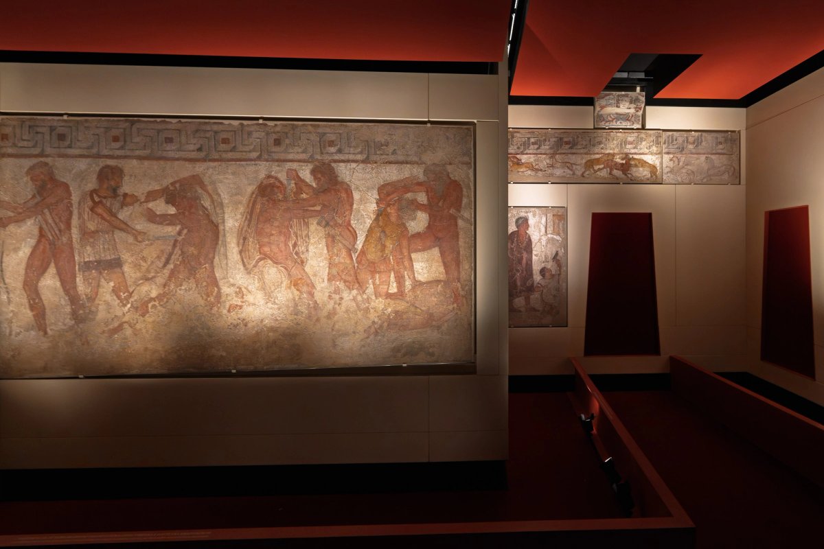 Installation view of the frescoes at the National Etruscan Museum in the Villa Giulia in Rome
Photo: A. Sbaffi and E. A. Minerva; Courtesy Ministero della Cultura