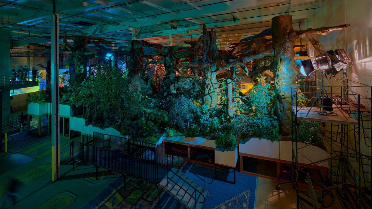 Installation view, Paul McCarthy & Damon McCarthy. WS White Snow, McCarthy Studio, Los Angeles, California, 2023 © Paul McCarthy. Courtesy the artist, LAND, The Box and Hauser & Wirth. Photo: Keith Lubow