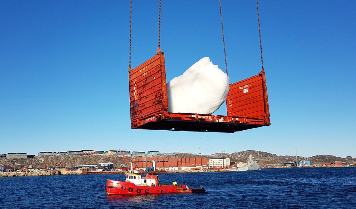 Ice art, baby: Harvesting ice at Nuuk Port and Harbour, Greenland © 2018 Olafur Eliasson