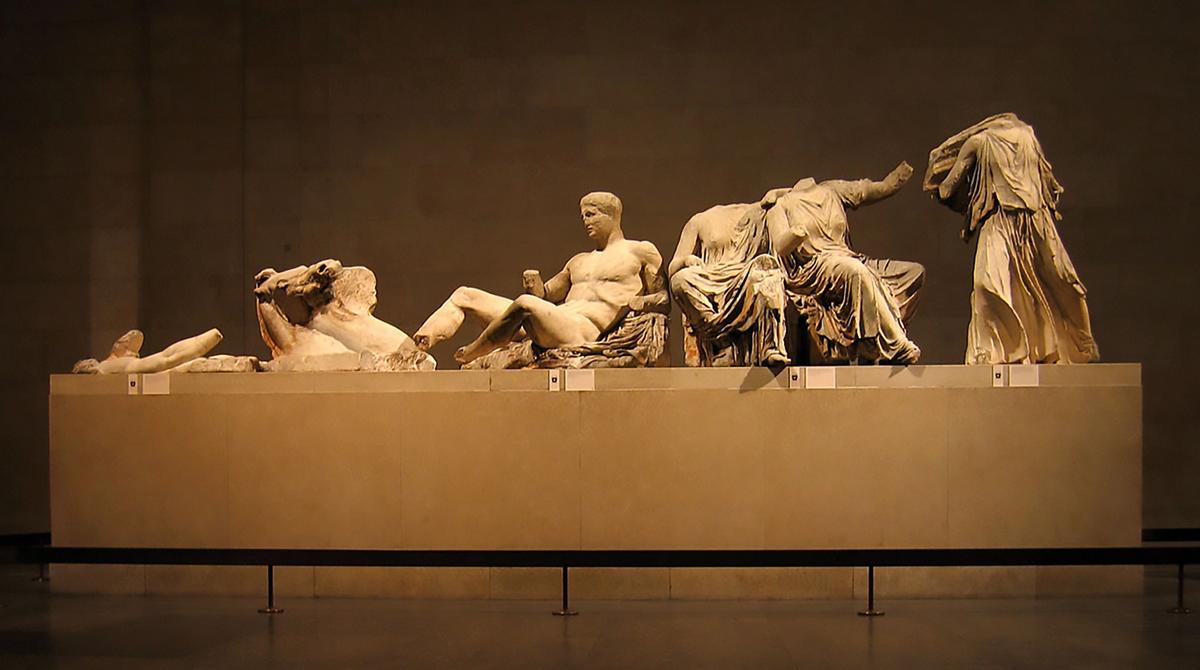 The left hand group of surviving figures from the East Pediment of the Parthenon, held in the collection of the British Museum Photo: © Andrew Dunn