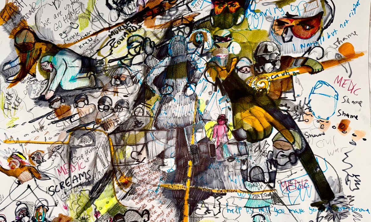 The artist who blocked an Ice projectile with her drawing board during protests