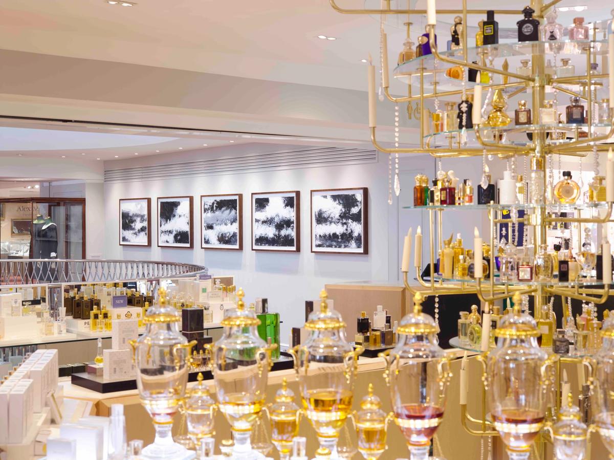 John Virtue's paintings installed at Fortnum & Mason Peter Mallet photography