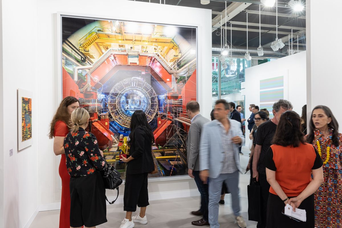 Visitors at the Marian Goodman Gallery stand in the main galleries sector at Art Basel 2023 Courtesy of Art Basel