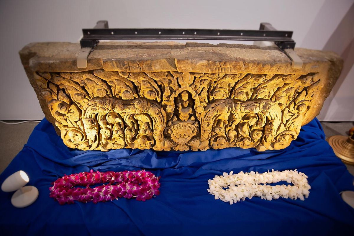 One of the stolen lintels turned over to Thailand after decades on view at the Asian Art Museum of San Francisco US Immigration and Customs Enforcement (ICE)