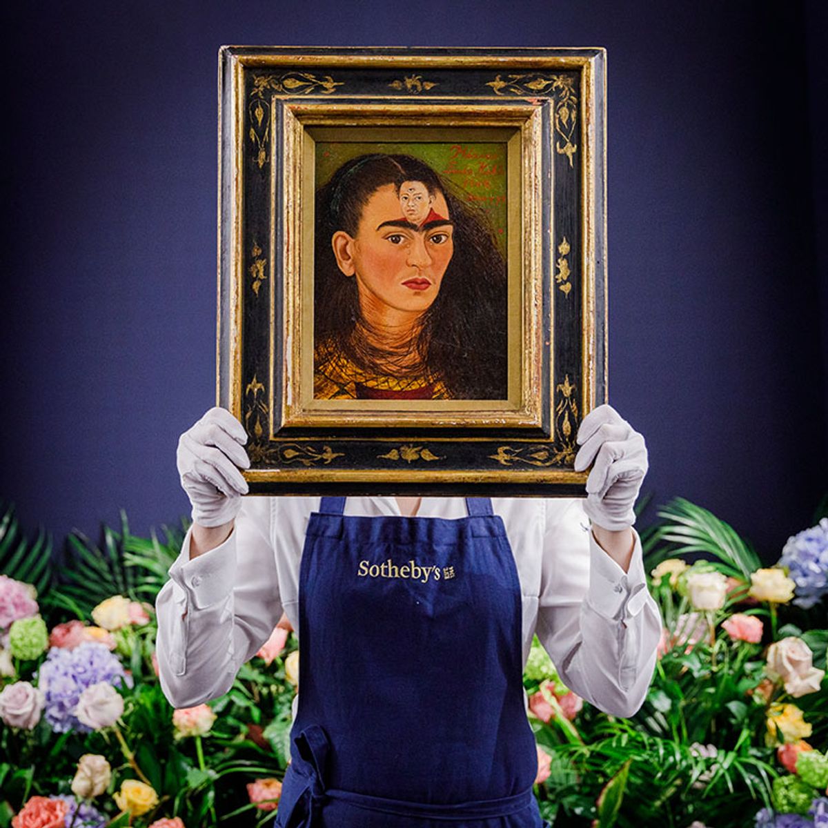 Frida Kahlo, Diego y yo (1949) is due to be auctioned in New York on 16 November Photo by Tristan Fewings/Getty Images for Sotheby's