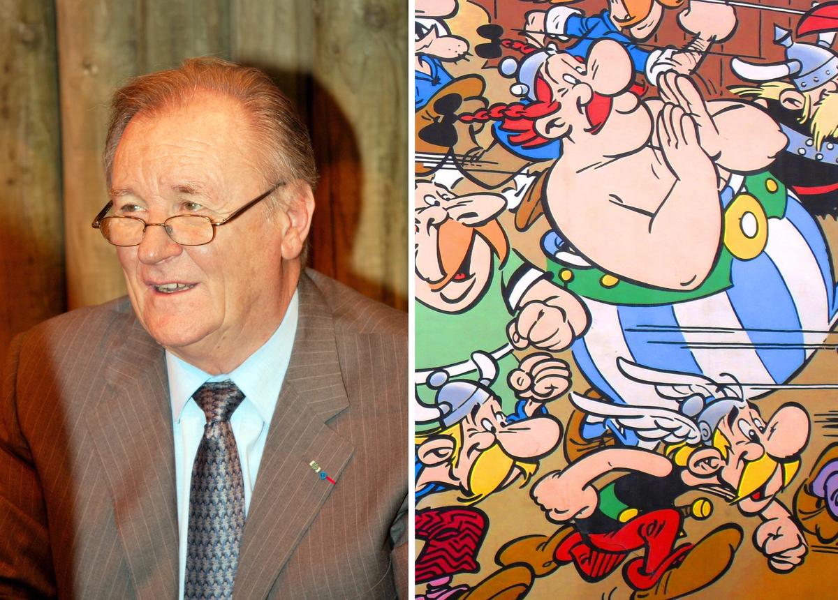 Albert Uderzo (left), the man who co-created the celebrated cartoon character, Asterix (right), has died, aged 92 Uderzo: Georges Seguin; Asterix: Ferran Cornellà