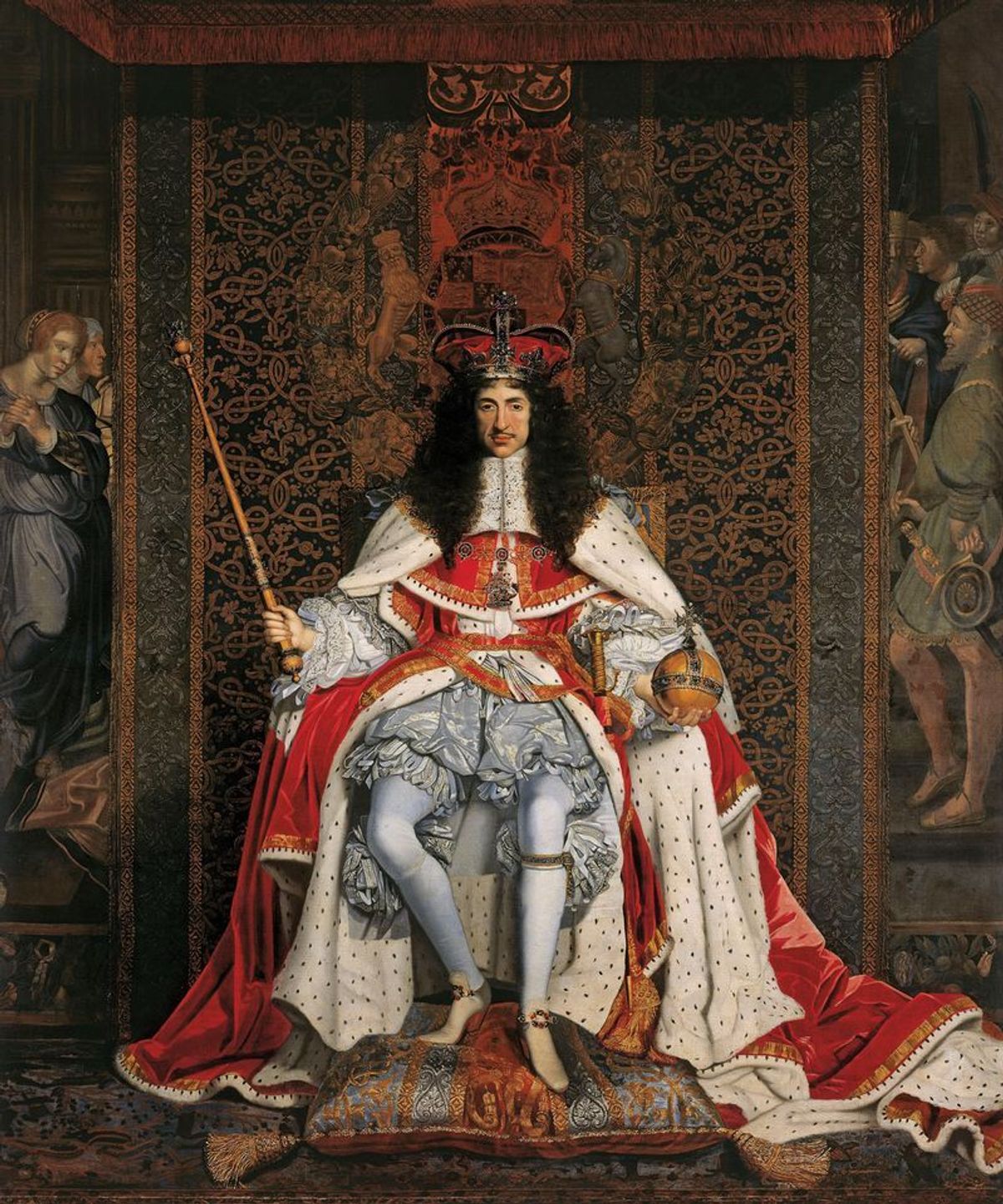 Charles II, in a portrait (around 1671-76) by John Michael Wright © Royal Collection Trust; Her Majesty Queen Elizabeth II, 2017