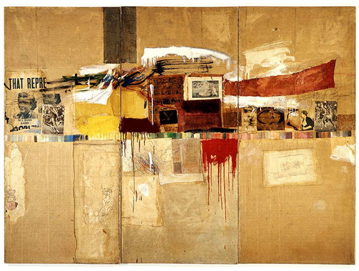 Robert Rauschenberg's Rebus (1955), which the artist's dealer, Leo Castelli, originally sold for $2,800 The Museum of Modern Art, New York. Partial and promised gift of Jo Carole and Ronald S. Lauder and purchase. ©Robert Rauschenberg Foundation