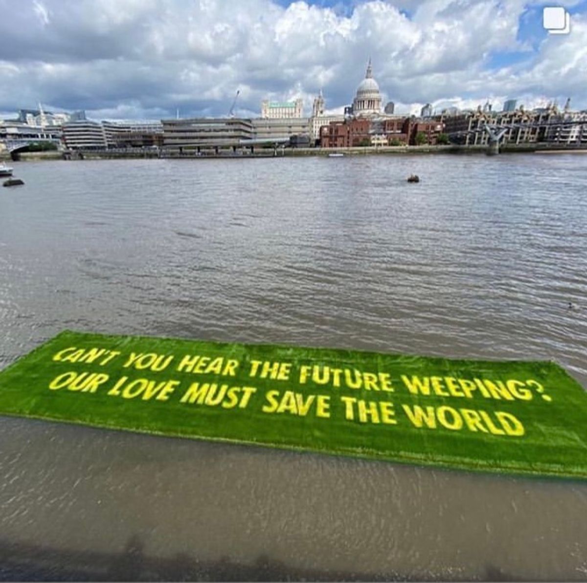 On The Shore (2021) by Ackroyd & Harvey and Ben Okri was floated into the River Thames last week Courtesy of Louisa Buck