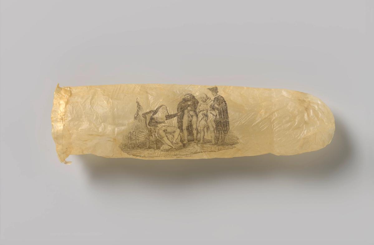 Anonymous, condom with print, around 1830. Acquired through the F.G. Waller Fonds
Courtesy Rijksmuseum