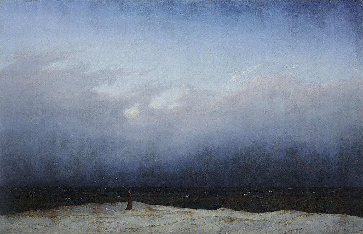 Friedrich’s The Monk by the Sea (1808-10). Figures within vast natural settings are a recurring theme of the artist’s
© Staatliche Museen Berlin/Stiftung Preussischer Kulturbesitz