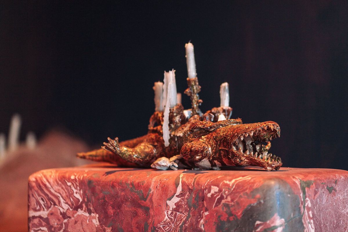 Candice Lin, Swamp Fat (2021), installation view at Prospect.5: Yesterday We Said Tomorrow, University of New Orleans St. Claude Gallery, New Orleans Courtesy Prospect New Orleans. Photo: Jose Cotto