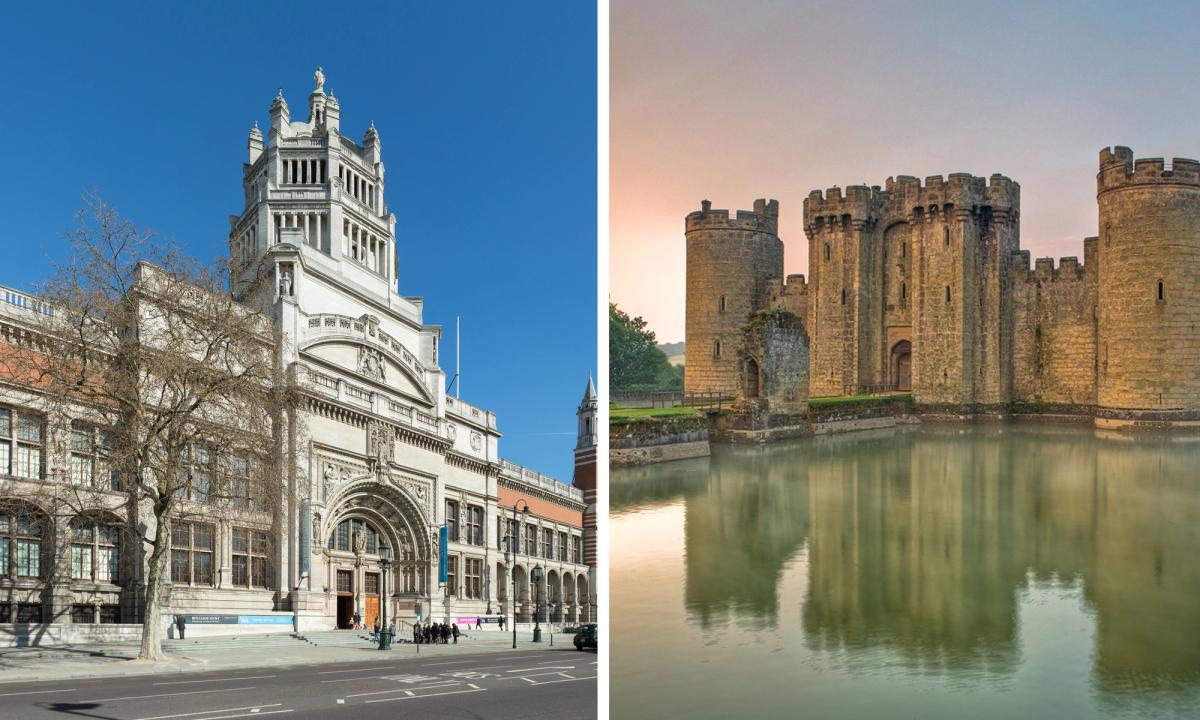 Left: the Victoria and Albert Museum. Right: Bodiam castle, acquired by the National Trust in 1926
Wikimedia Commons