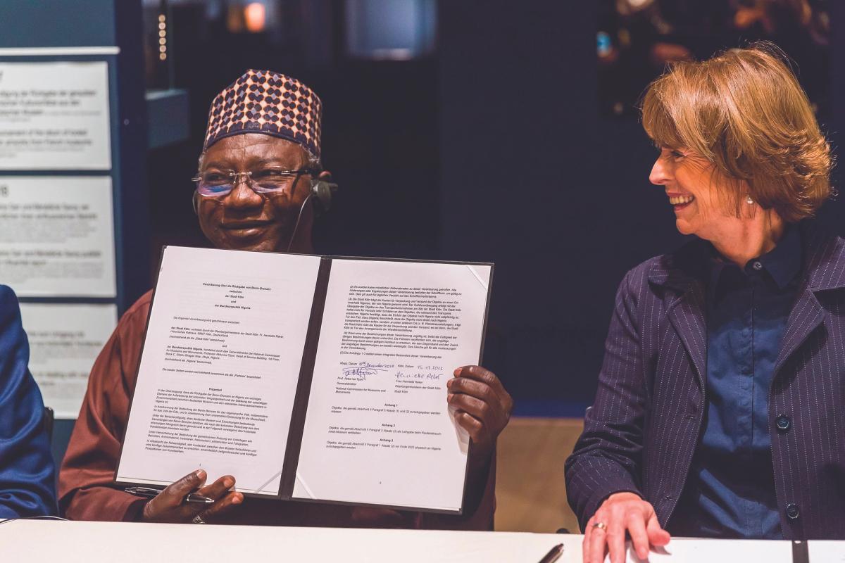 In December NCMM’s Abba Tijani and Henriette Reker, the mayor of Cologne, agreed to the return of 92 Benin bronzes
© Raimond Spekking