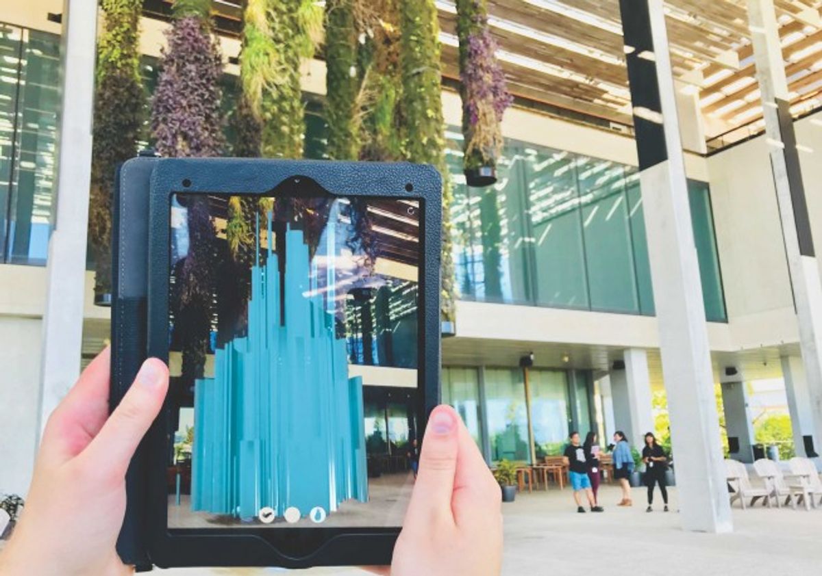 While artists have been experimenting with augmented reality for years, as seen in Felice Grodin's 2017 Invasive Species installation in Miami, dealers are also using the technology to sell to collectors. Courtesy of Felice Grodin and the Pérez Art Museum Miami