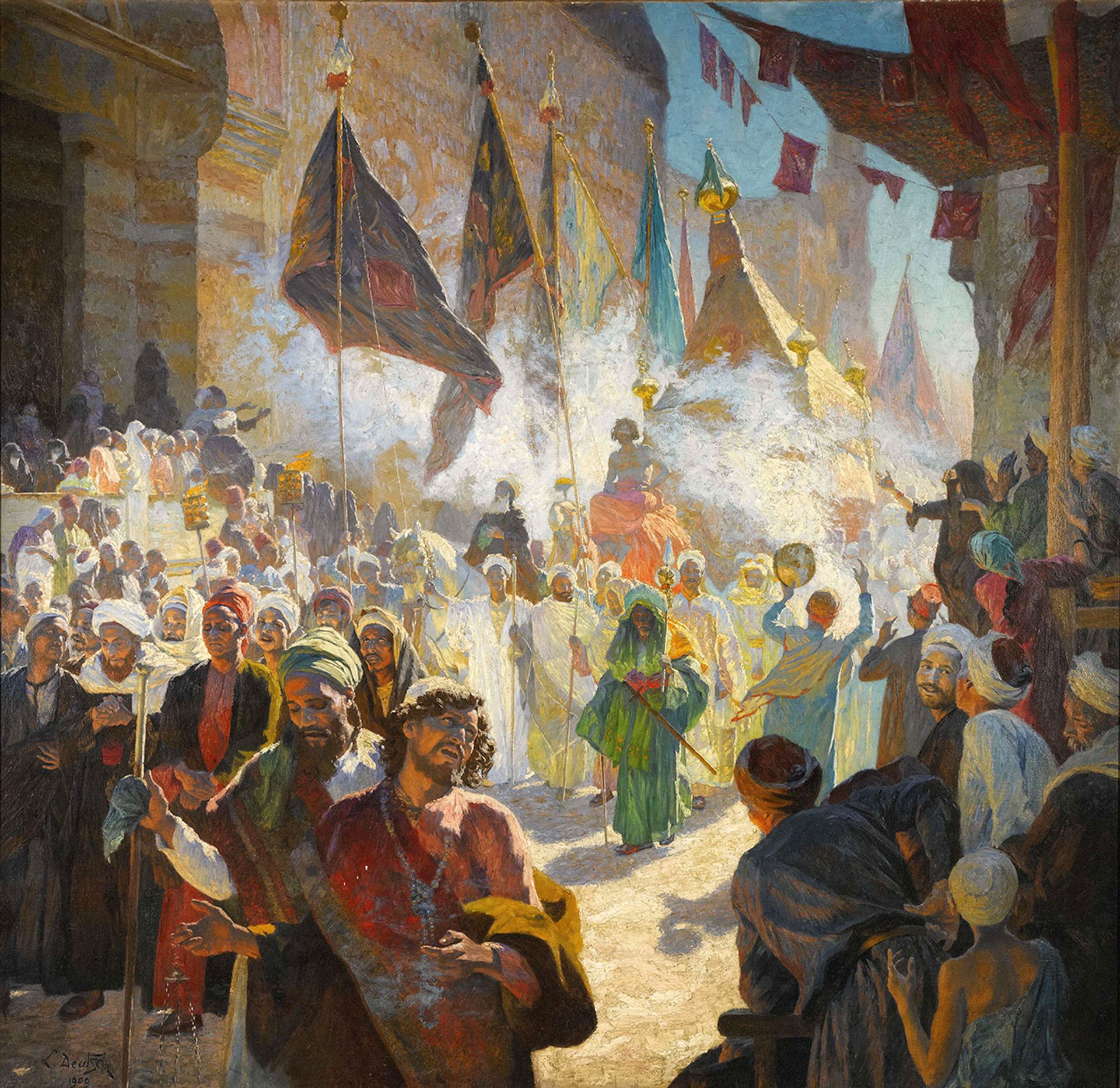 Ludwig Deutsch’s Procession of the Mahmal through the Streets of Cairo (1909) was a successful attempt to move towards something closer to Post-Impressionism 