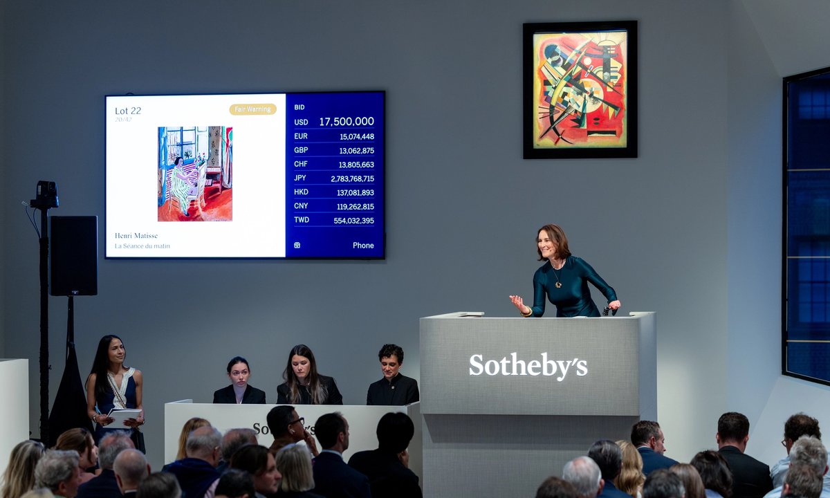 Bidding battle for Matisse leads Sotheby's $303.3m Modern art evening sale in New York