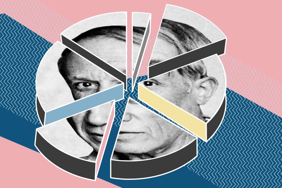 Investors can own a piece of Picasso through fractional ownership schemes Picasso: Bettmann. Illustration:Katherine Hardy