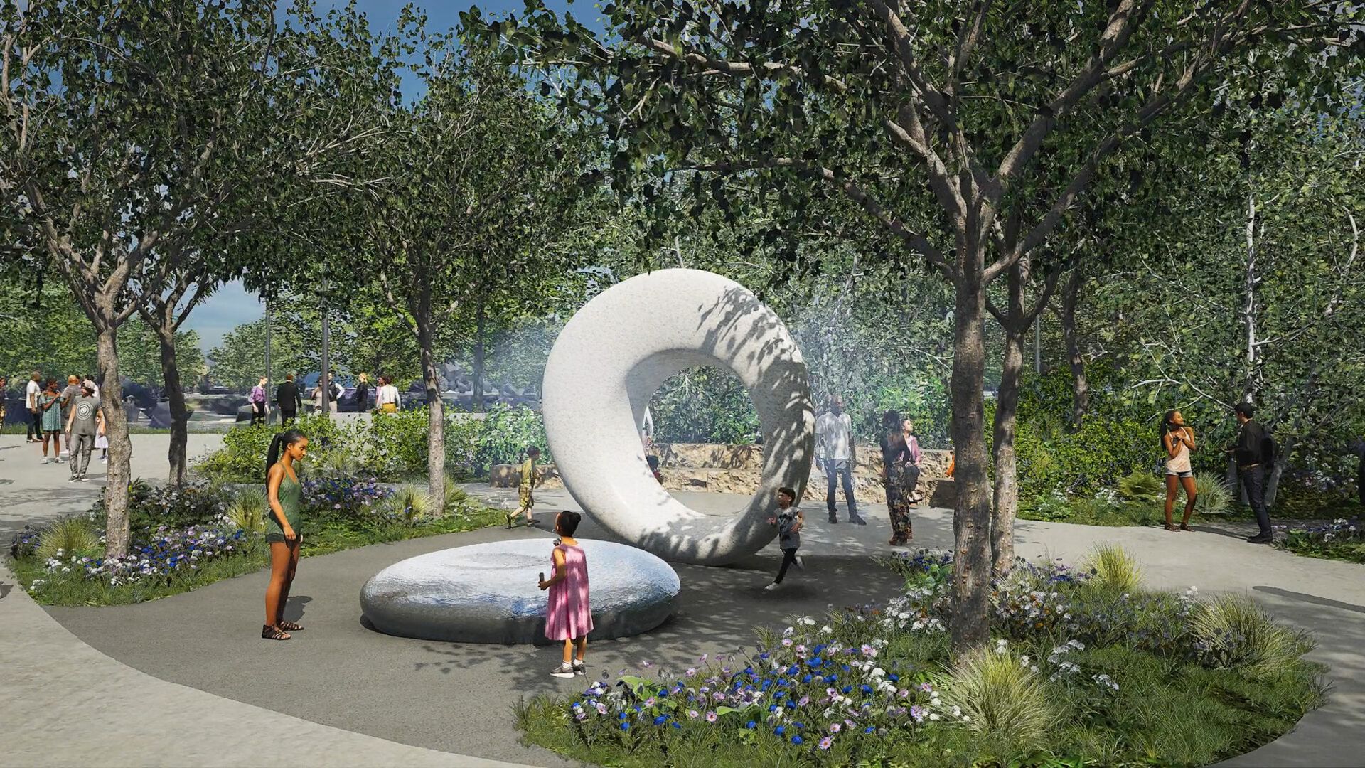 Rendering of the Obama Presidential Center's Ann Dunham Water Garden featuring Seeing Through the Universe by Maya Lin. Courtesy the Obama Foundation.

