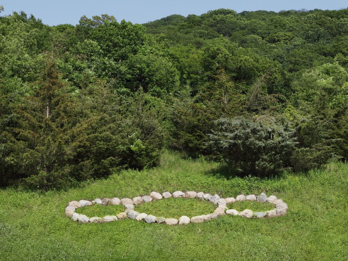 Installation view of Michelangelo Pistoletto's Terzo paradiso (Third paradise) in Welcome to New York! at Magazzino Italian Art, Cold Spring, New York. Photos by Marco Anelli / Tommaso Sacconi. Courtesy Magazzino Italian Art.