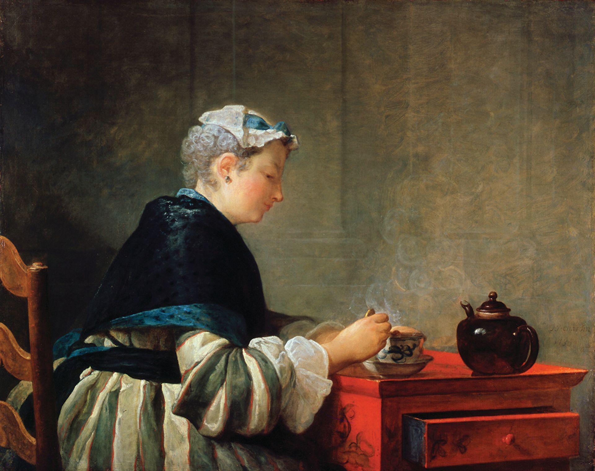 Not ornaments, but integral to William Hunter’s collecting: Chardin’s A Lady Taking Tea is a masterpiece of Enlightenment empirical thinking Courtesy of the Hunterian, University of Glasgow