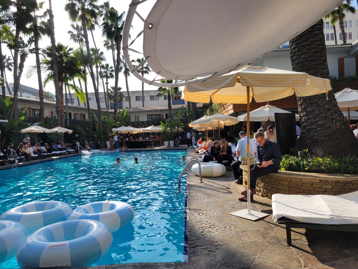 “It’s a really great atmosphere,” says the gallerist Nina Johnson of Felix Art Fair’s relaxed vibe and poolside environment at the Hollywood Roosevelt hotel Photo: Scarlet Cheng