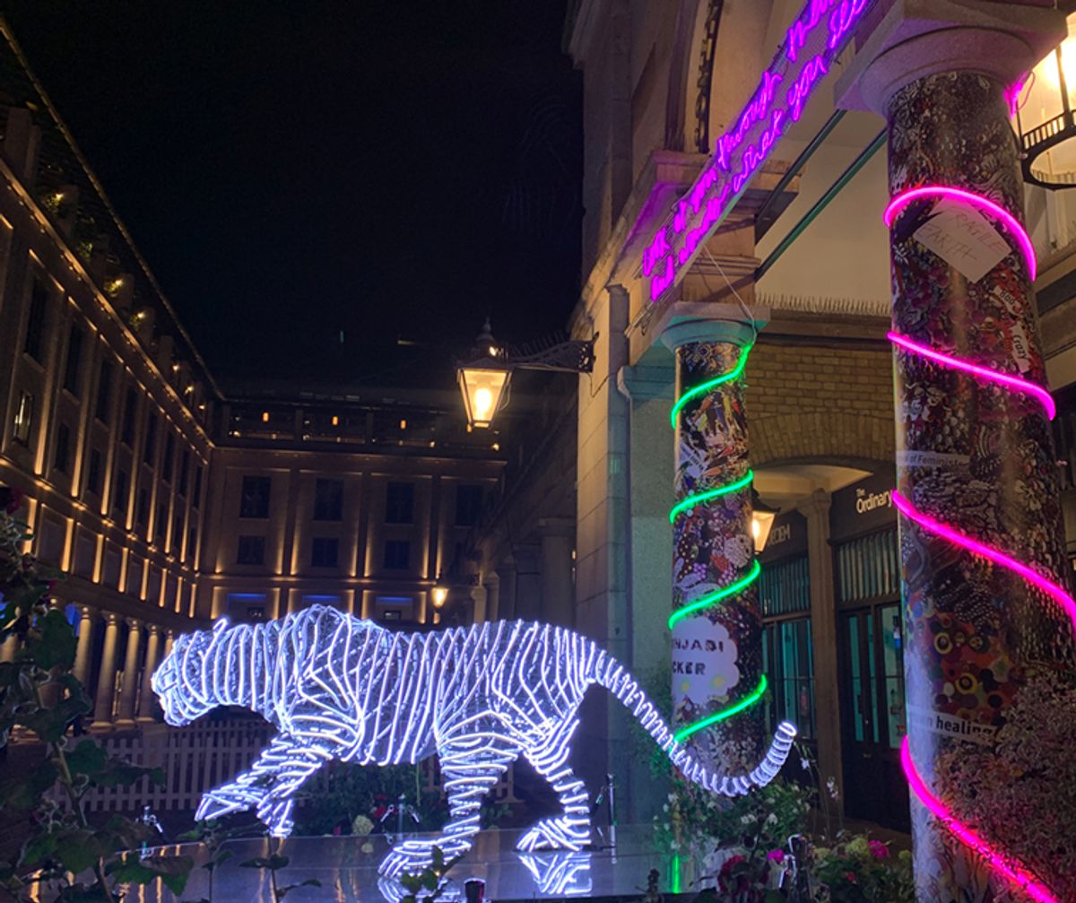 Chila Burman's Do You See Words In Rainbow (2021). Installation view Courtesy of Louisa Buck