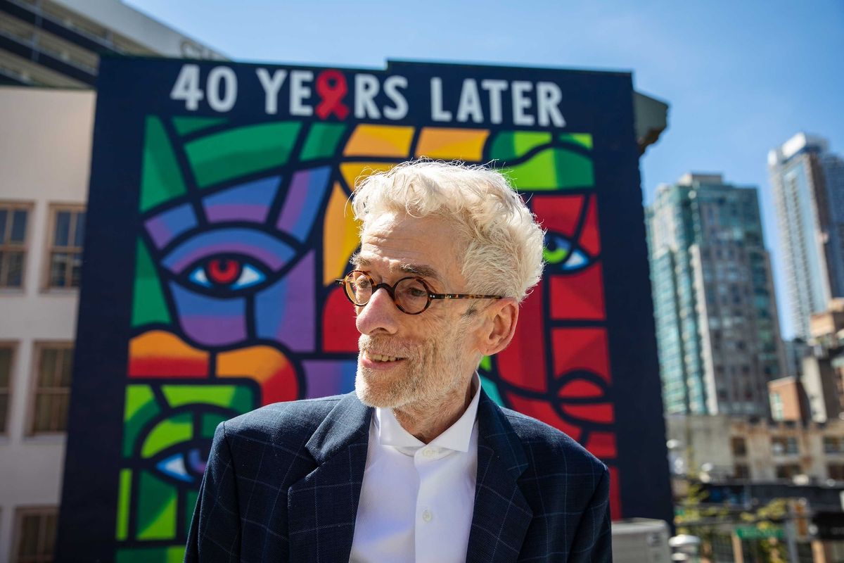 Joe Average in front of one of his murals in Vancouver in 2021 Photo: Mavreen David