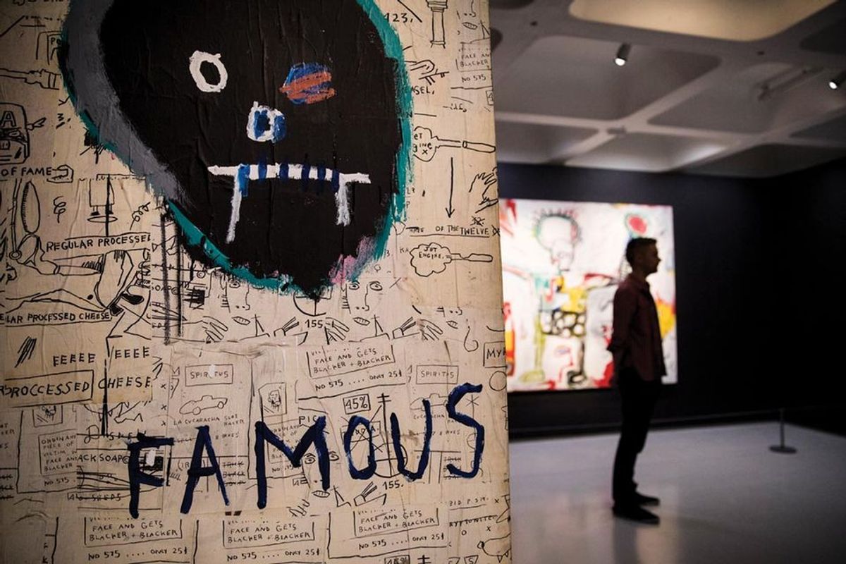Jean-Michel Basquiat’s Famous (1982) at Barbican Art Gallery Tristan Fewings / Getty Images, Artwork: courtesy of Lio Malca, New York © The Estate of Jean-Michel Basquiat. Licensed by Artestar, New York