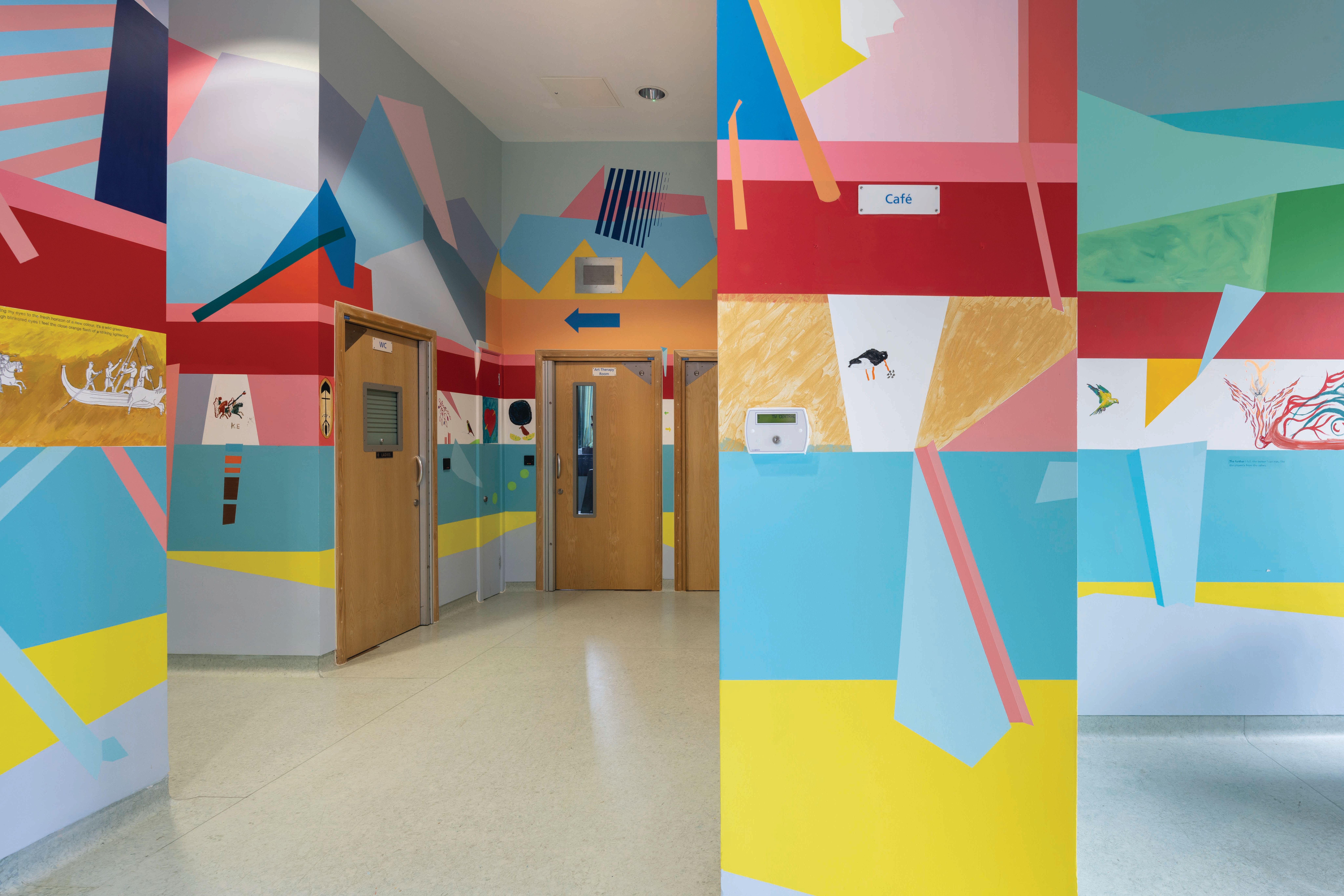 Sussex mental health unit The Hellingly Centre has been painted by the artist Tim A. Shaw, a co-founder of the Hospital Rooms initiative Photo: Damian Griffiths; courtesy Hospital Rooms