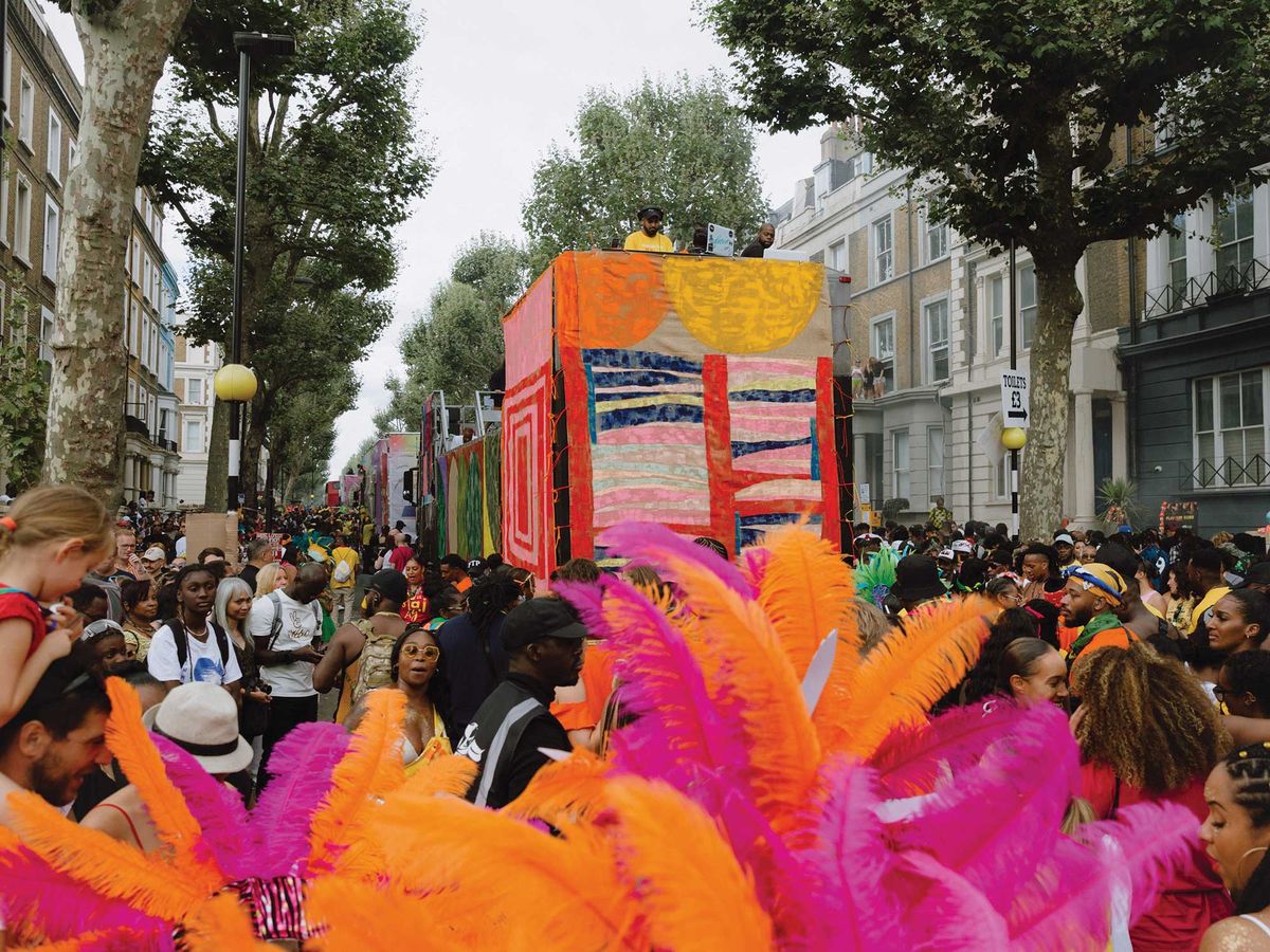 At the 2022 Notting Hill Carnival, Alvaro Barrington collaborated in a number of projects, including hosting and designing a stage with Emalin gallery

Photo: Timothy Spurr; © Alvaro Barrington; courtesy the artist and Sadie Coles HQ





