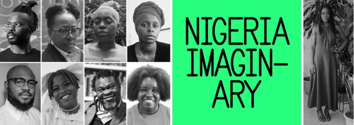 Participating artists, left to right, clockwise: Tunji Adeniyi-Jones, Ndidi Dike, Onyeka Igwe, Toyin Ojih Odutola, Abraham Oghobase, Precious Okoyomon, Yinka Shonibare  and Fatimah Tuggar
Courtesy MOWAA