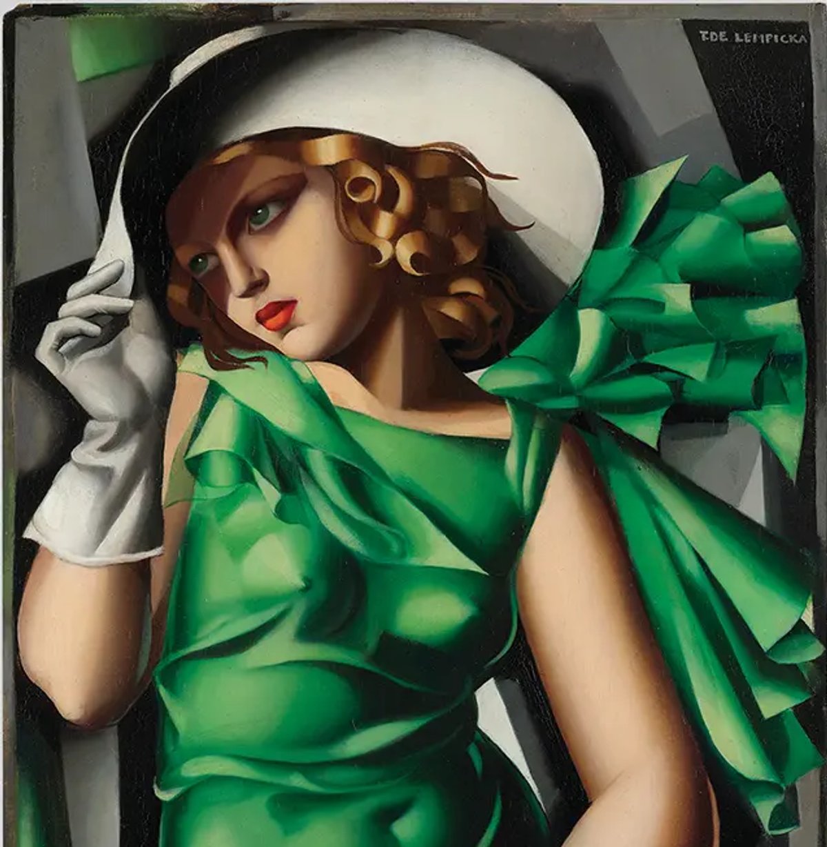 Young Woman in Green (Young Woman with Gloves), Tamara de Lempicka
Photo: Bertrand Prévost, © CNAC/MNAM; Dist. RMN-Grand Palais/Art Resource Centre; © 2024 Tamara de Lempicka Estate; LLC/ADAGP Paris/ARS NY