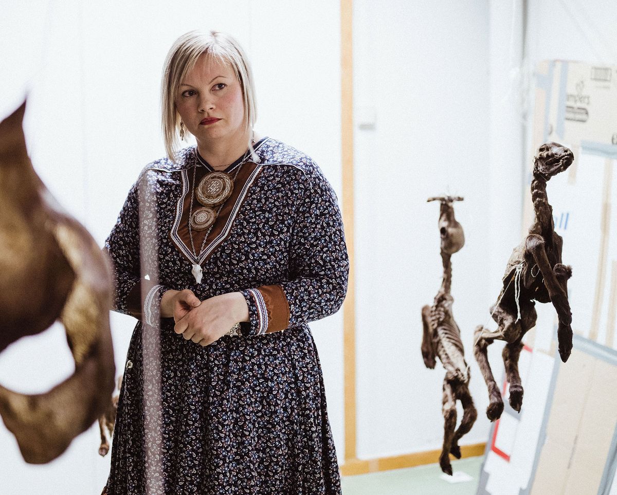 Máret Ánne Sara is creating a sculptural installation focusing on the bodies of reindeer calves for the Sámi pavilion Photo: Michael Miller, OCA
