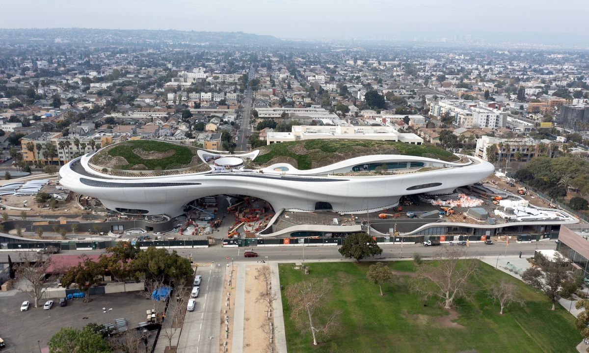 The Lucas Museum of Narrative Art under construction in Los Angeles's Exposition Park © 2025 Lucas Museum of Narrative Art, Los Angeles