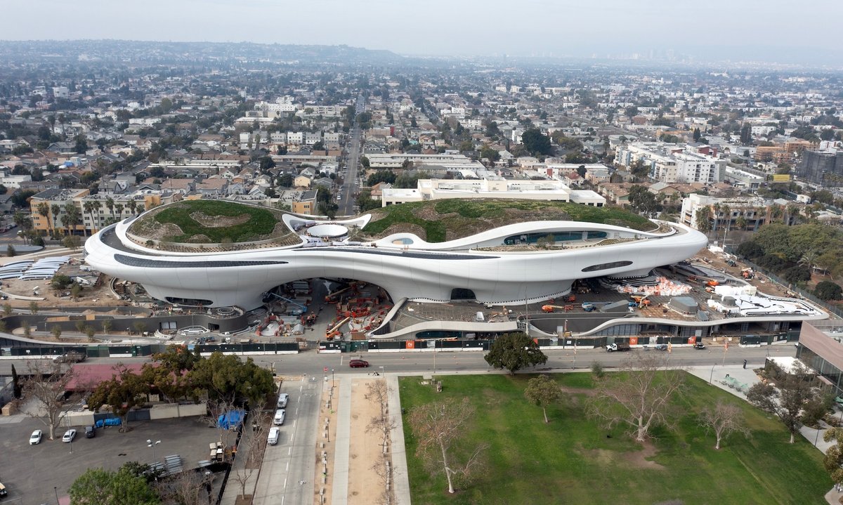 The Lucas Museum of Narrative Art under construction in Los Angeles's Exposition Park © 2025 Lucas Museum of Narrative Art, Los Angeles