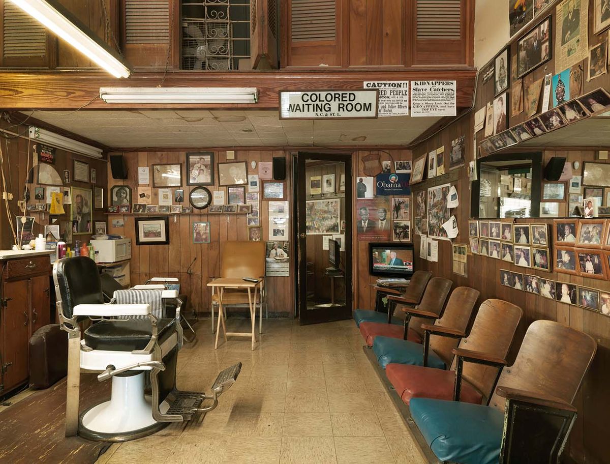 The barber shop at the Ben Moore Hotel in Montgomery, Alabama Courtesy of World Monuments Fund © William Abranowicz