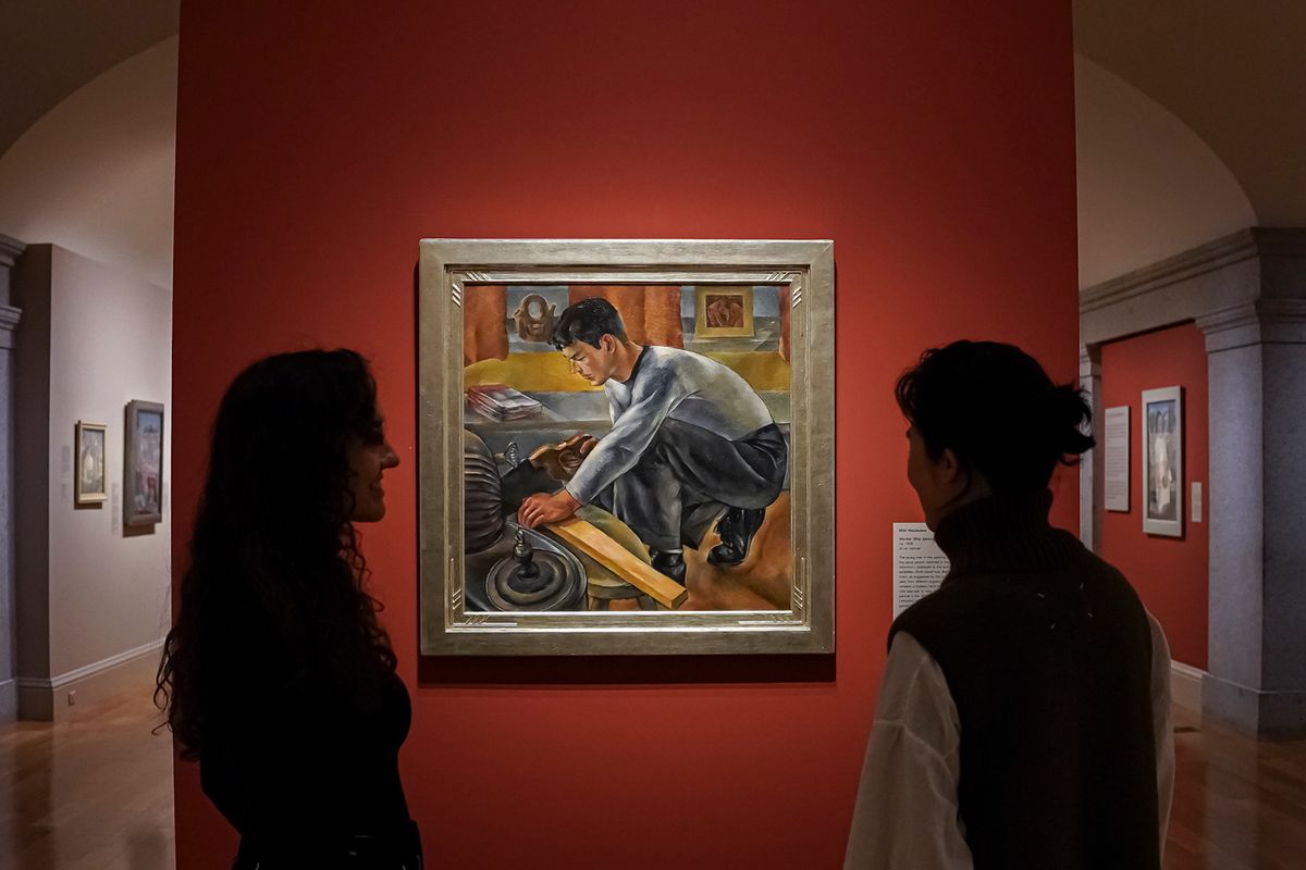 Miki Hayakawa’s Worker (Boy Sawing), from around 1936, is in the Smithsonian American Art Museum exhibition showcasing the paintings of Japanese American artists whose work has long been overlooked Courtesy of the Smithsonian American Art Museum